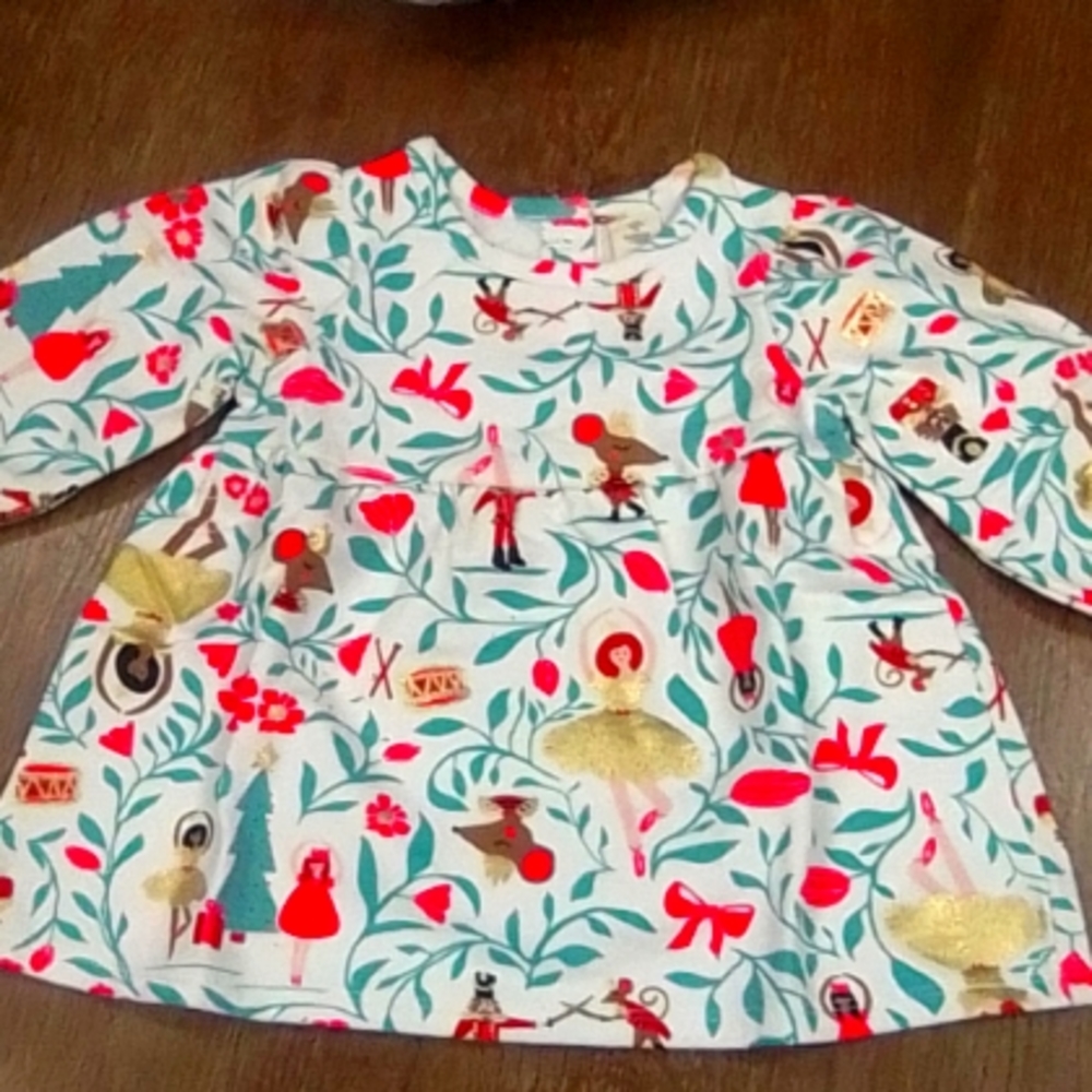 Tucker + Tate Printed Peplum Dress Ivory Egret Sparkle Ballet 6m NWT